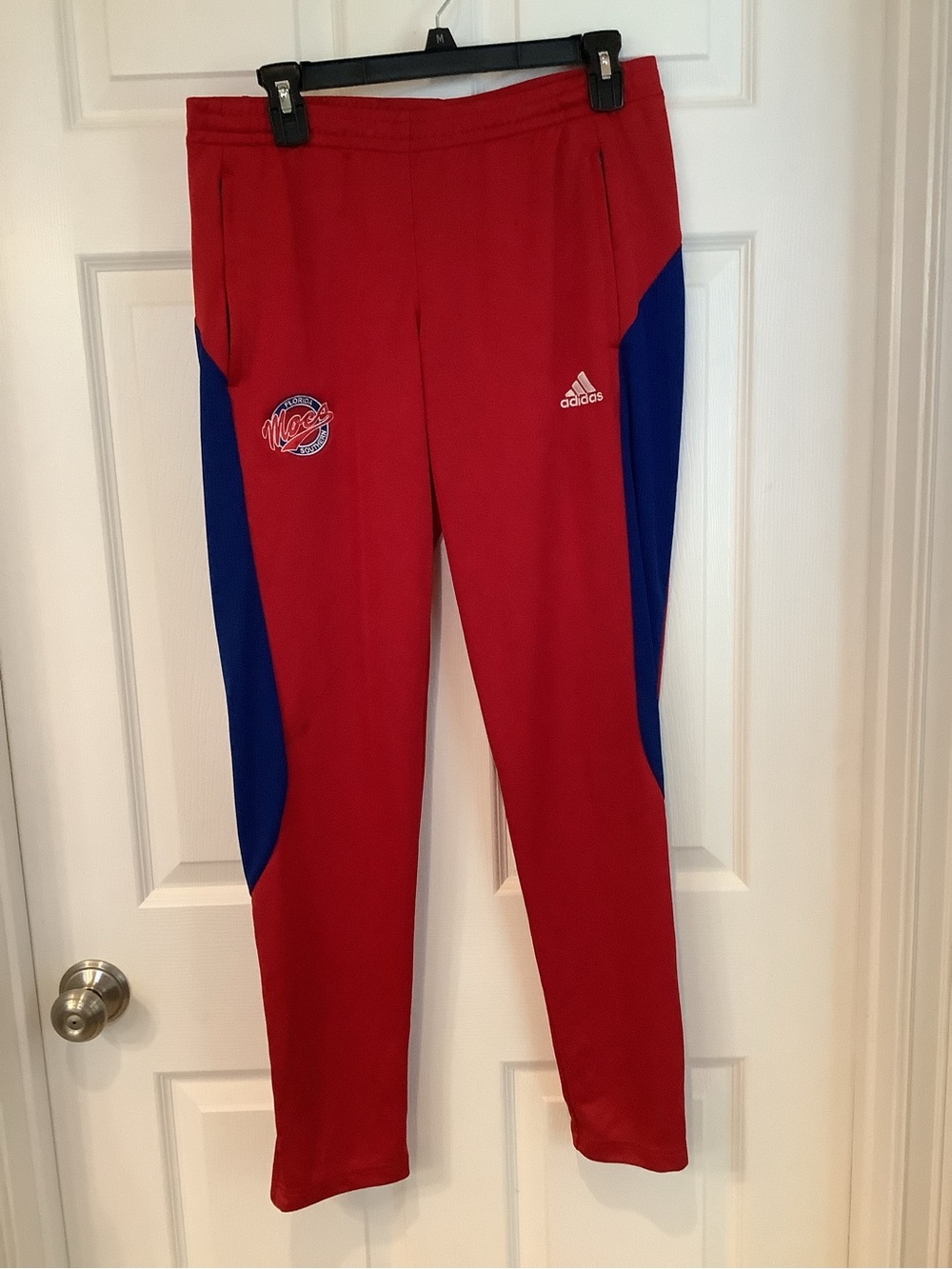 Florida Southern College adidas Red Track Pants with Blue Side Panels